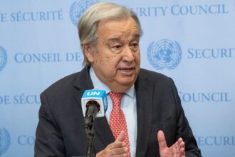 UN Photo/Eskinder Debebe Secretary-General António Guterres speaks to the press at the UN Headquarters, in New York.